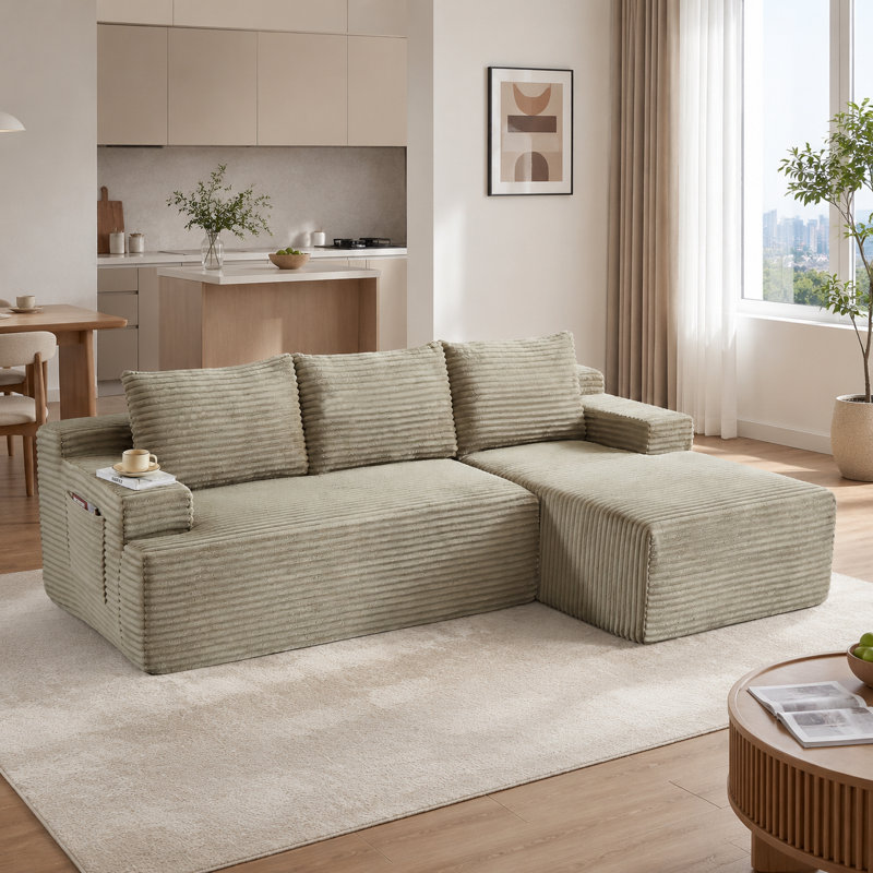 Canapé modulaire Boneless, Camel, Orienté à droite