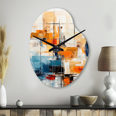Horloge murale asymétrique en métal colorée rétro Mid Century