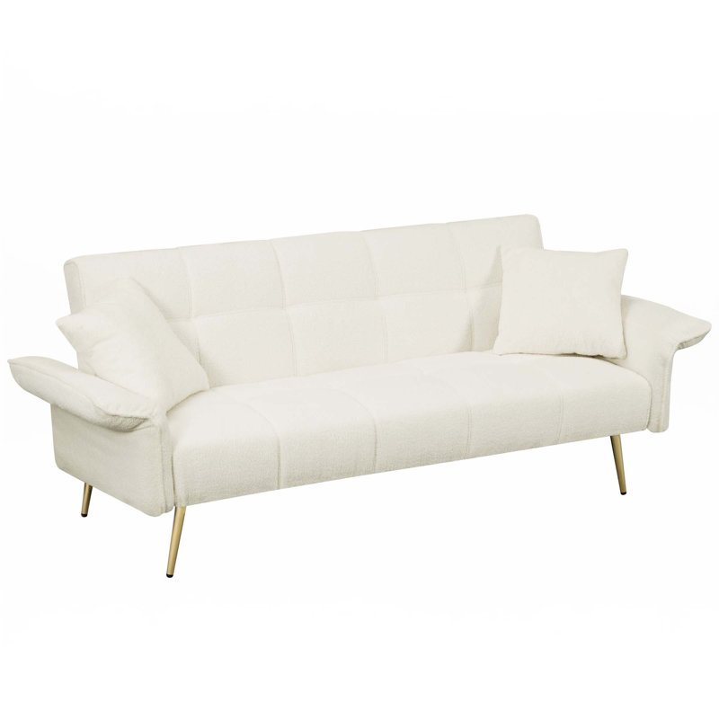 Futon-lit 70,1 po, canapé-lit double convertible, Beige