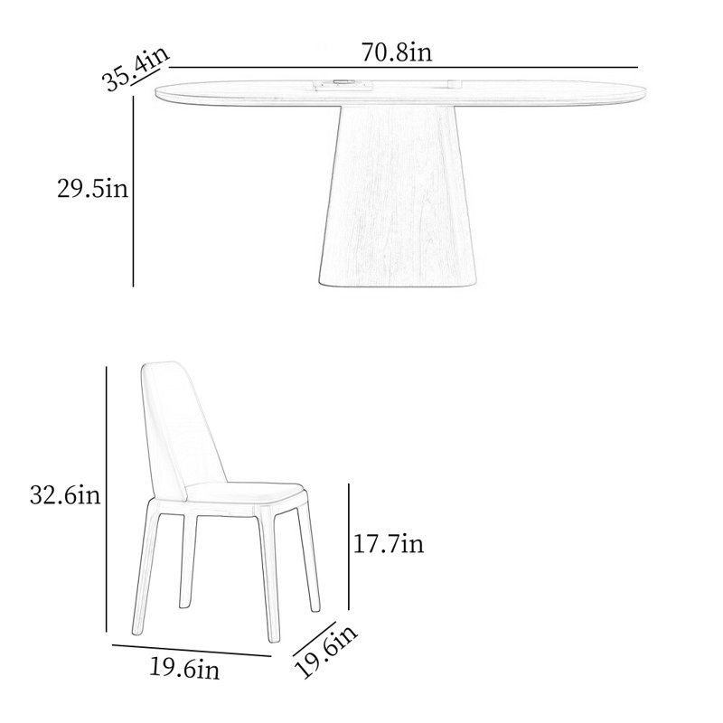 Simple Modern Oval Rock Slab Dining Table Sets