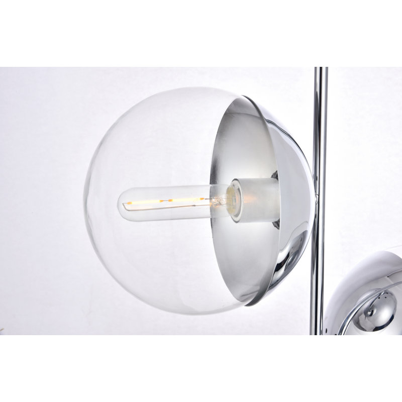 Yearby 2-Light Dimmable Globe Chandelier, Chrome, Clear