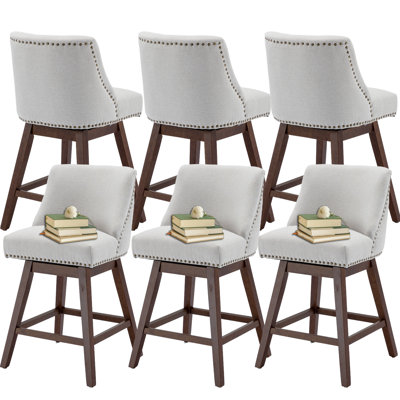 Fabric Swivel Counter Height Bar Stools(Set of 6)