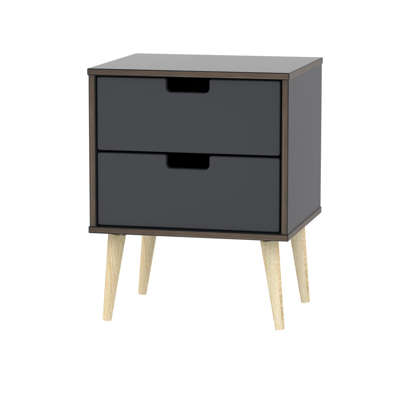 Fully Assembled Fairbury 2 Drawer Bedside Table, Oak/Graphite