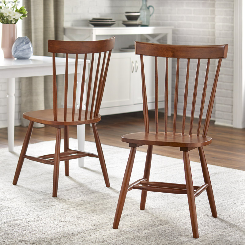 Ensemble de salle à manger en bois massif Toccoa, Table blanche avec chaises brunes, 5 pièces : 1 table, 4 chaises