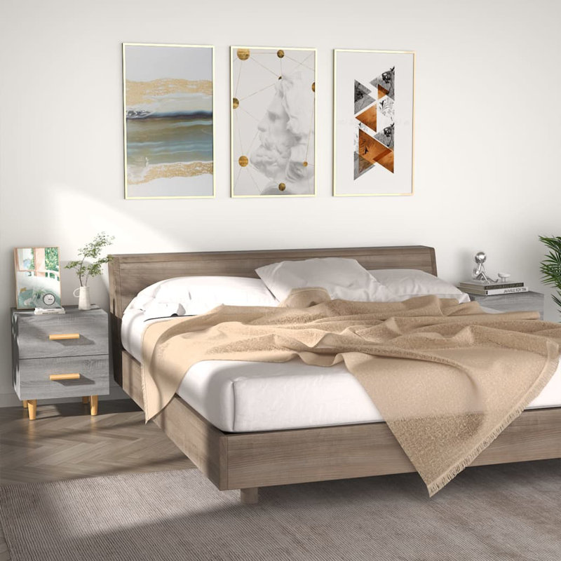 Jahleya 2 Drawer Bedside Table, Grey Sonoma