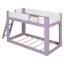 Lit simple superposé simple, lit superposé convertible en bois avec échelle réversible et garde-corps, mauve et blanc-133682881-133682882