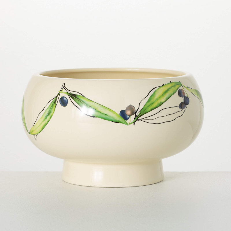 Bol à piédestal en céramique 6 po Olive