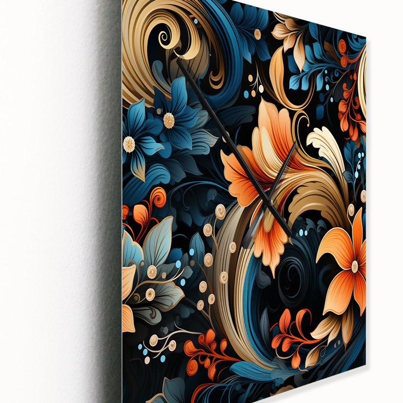 Rustic Paisley Radiant Gardens - Horloge murale rayée moderne, Petit