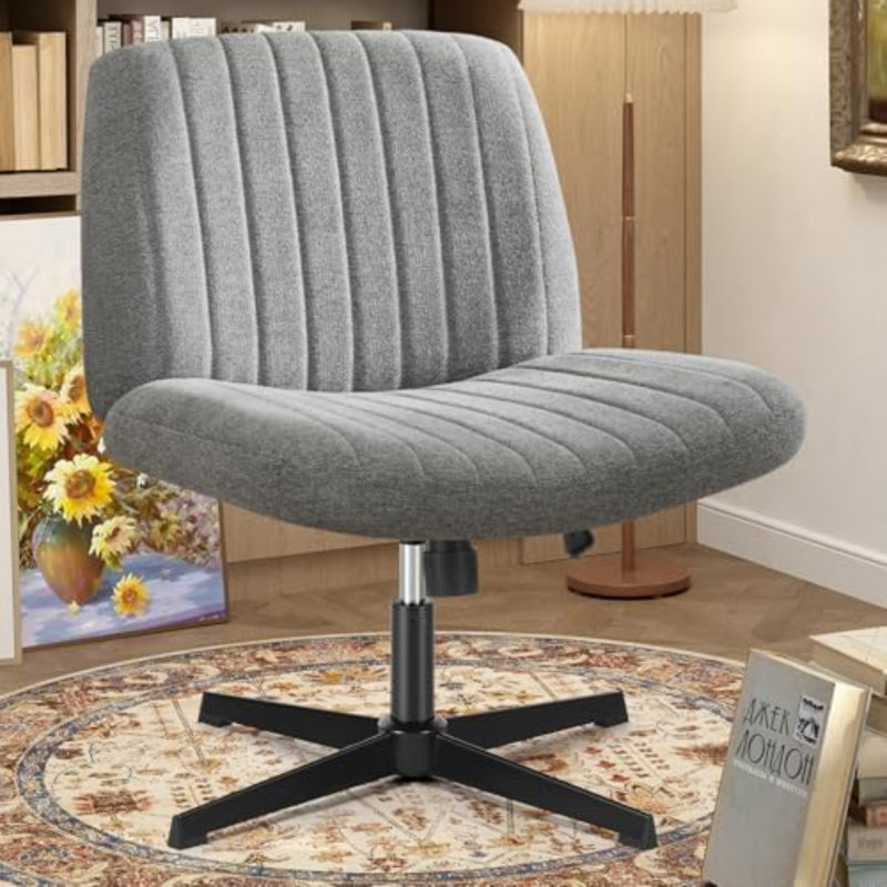 Chaises à pieds croisés sans accoudoirs Criss, Grey Fabric, No