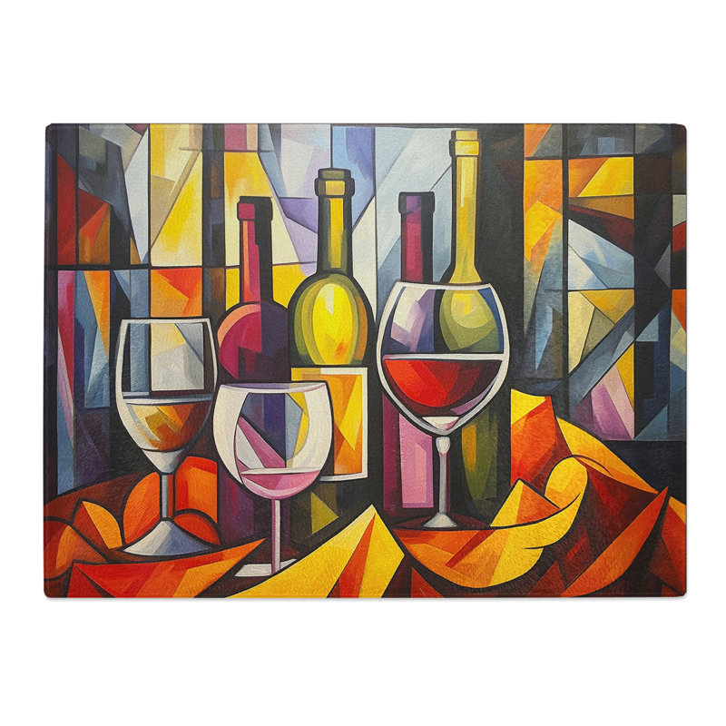 Wine Cubism  Glass Chopping Board