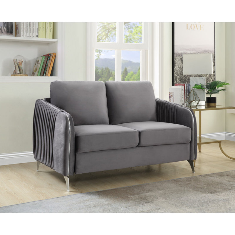 Causeuse moderne chic en velours gris Tisa, Gris