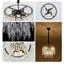 Lustre moderne en cristal à 6 franges noir avec chaîne réglable pour hall d'entrée de salle à manger sans ampoules incluses