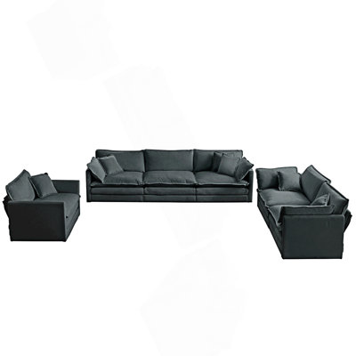 Modern Sofa Couch, 3 Piece Set Extra Deep Seat Sectional Sofa, Include 3 Seat Sofa, Loveseat And Single Sofa