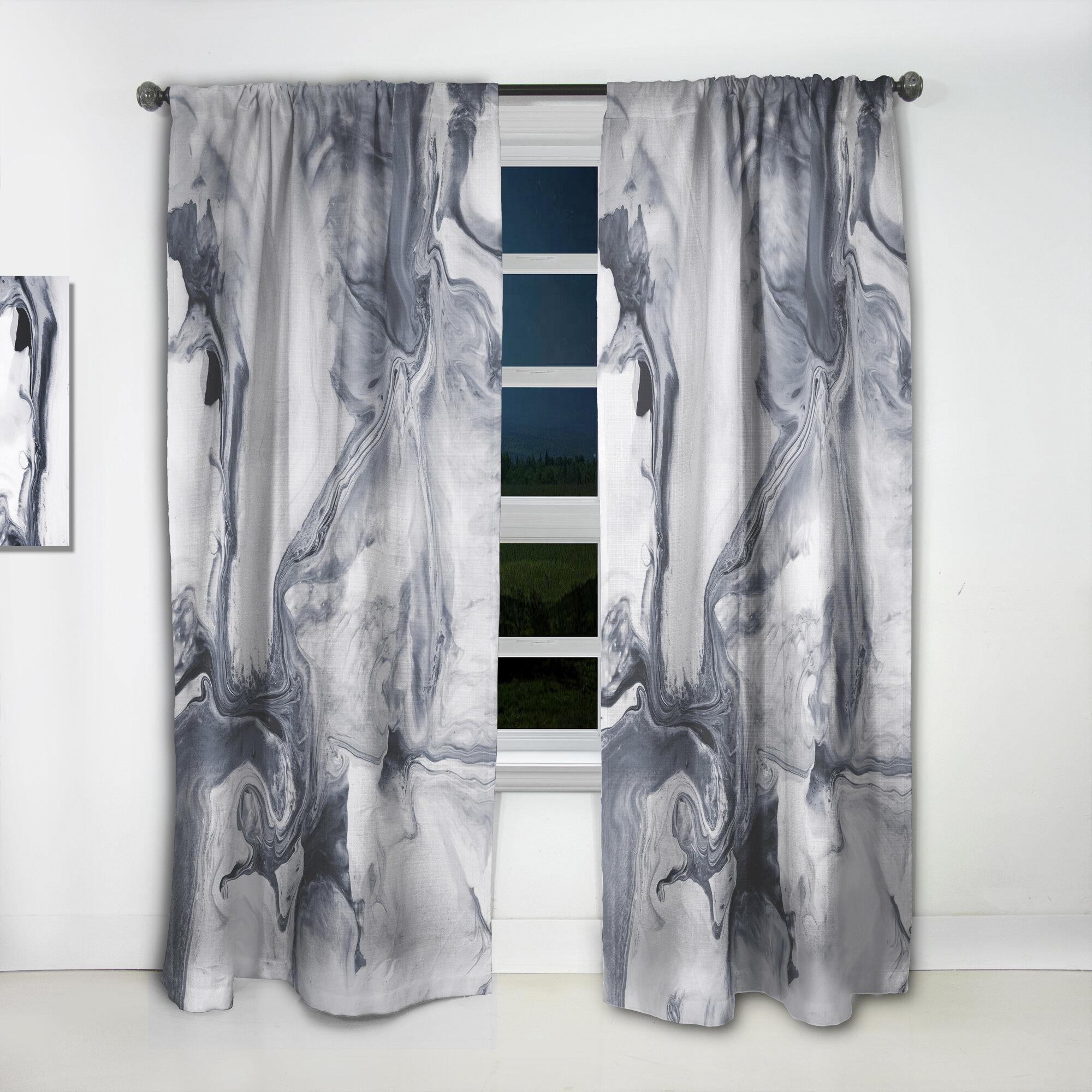 Design Art Abstract Semi-sheer Thermal Rod Pocket Curtain Panels 