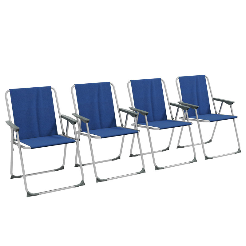 Ensemble de chaises de camping pliantes avec accoudoirs, chaises de sport, Bleu foncé