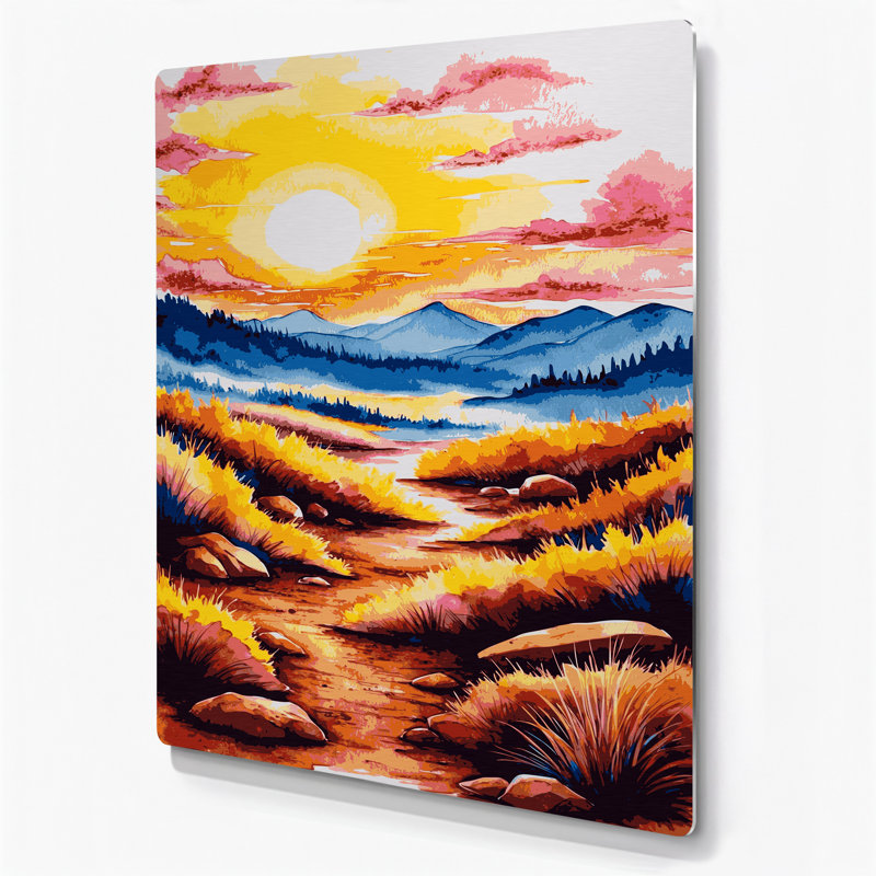Aquarelle paysage 46, art mural en métal brun, H 24 po x l 20 po