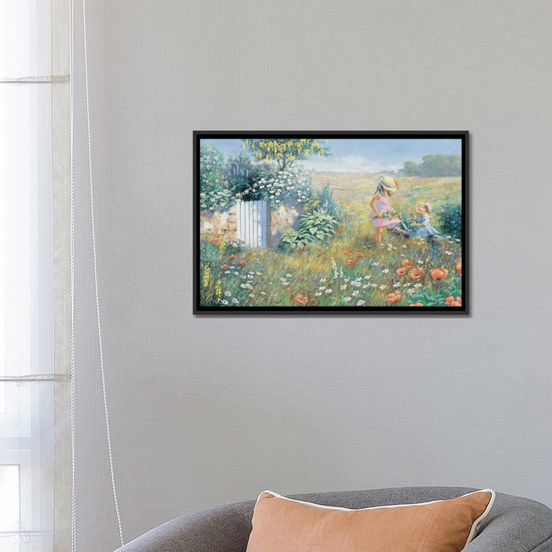 «Out the garden», reproduction sur toile, H 18 po x l 26 po x P 1,5 po, Toile avec cadre noir, Pas de tapis
