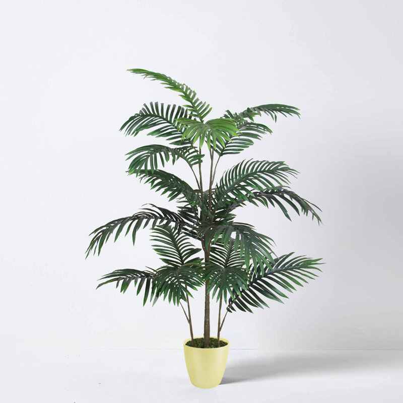 Faux Palm Plant in Planter, Yellow, 120cm H x 75cm W x 20cm D