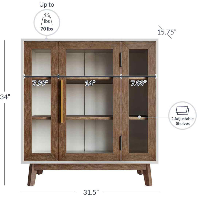 Mid-Century Modern Brown and White Metal Curio Cabinet