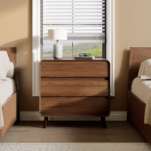 Walnut Wood Bedroom Dresser And Nightstand Set, 3 Drawer Dresser For Bedroom, Bedside Table, Classic Bedroom Set