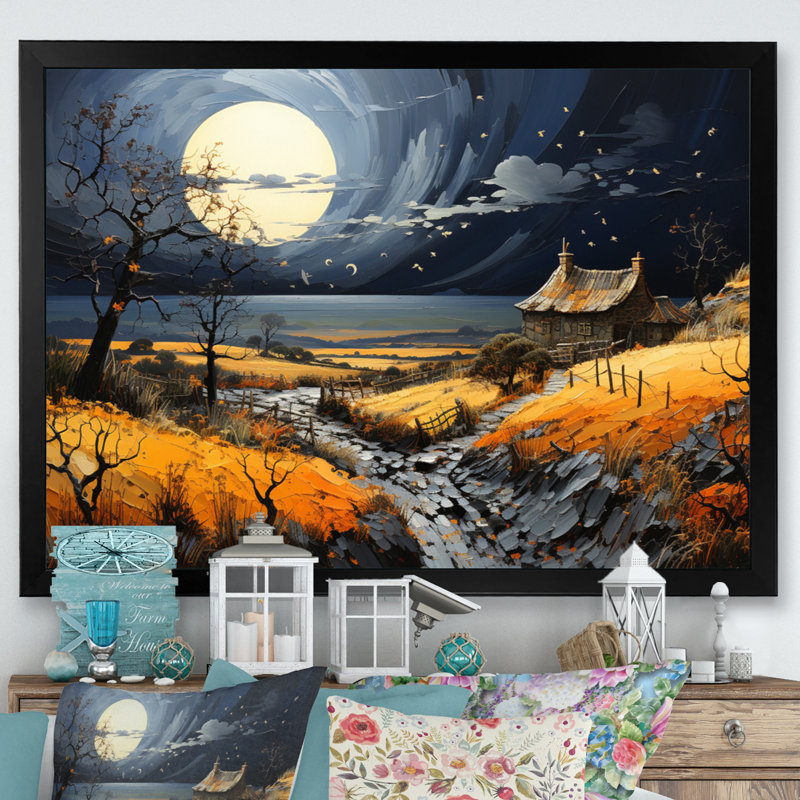 Patchwork de campagne Moody Skies I, Cadre photo noir, H 30 po x l 40 po x P 1,5 po