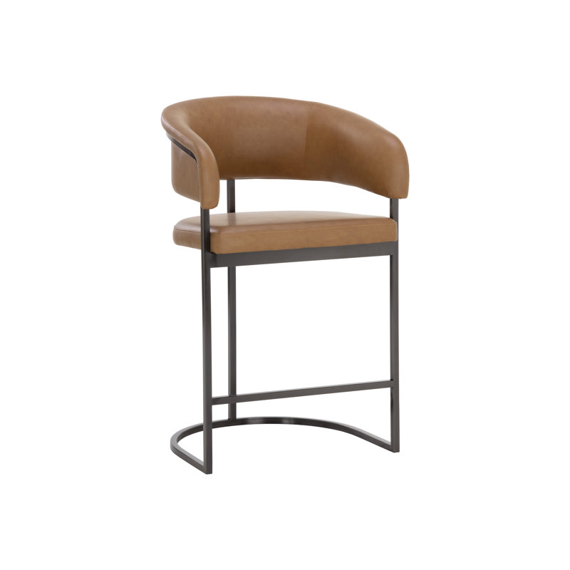 MARRIS BARSTOOL - GUNMETAL - MILLIKEN COGNAC, Counter Stool (26" Seat Height)