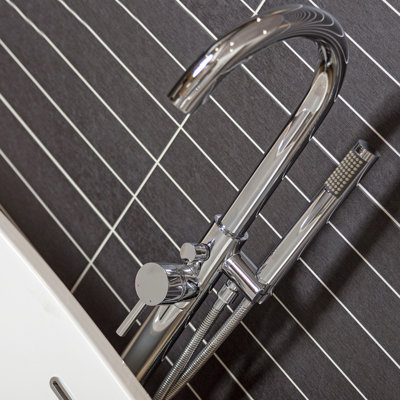 2 Handle Floor Bath Shower Mixer Bath Filler with Diverter