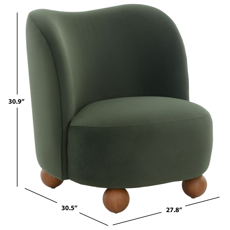 Rodolfo Boucle Accent Chair, Olive Green Velvet