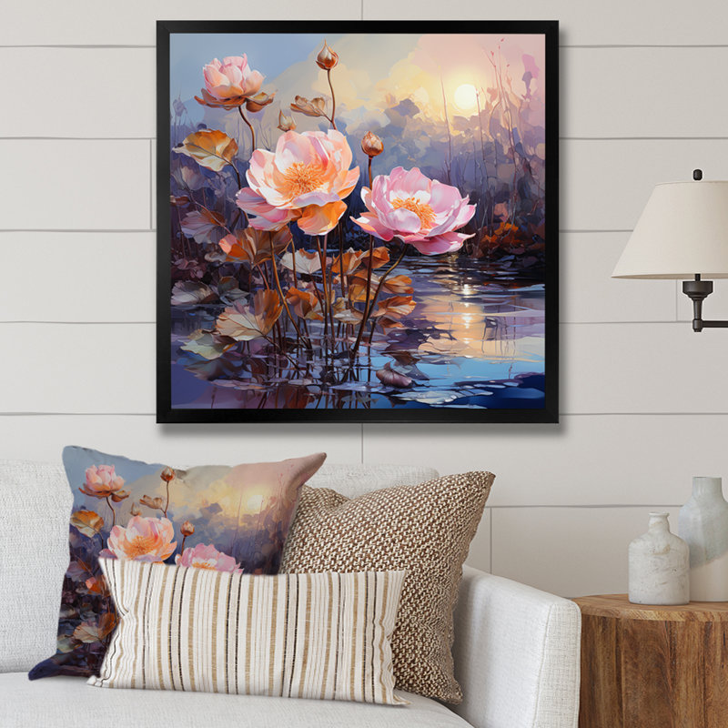 «Purple Roses Florescence II», reproduction sur toile, Cadre simple noir, H 30 po x l 30 po x P 1 po