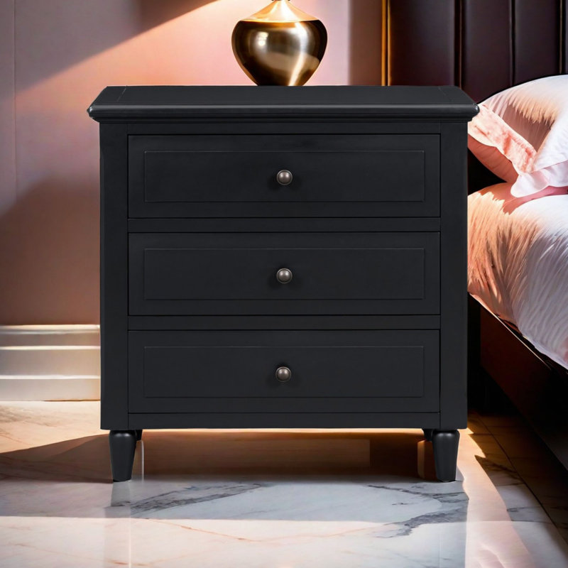 Armoire de rangement à 3 tiroirs, Noir