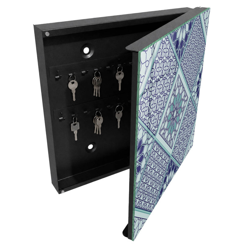 Key box, Opens to the right, 30x30x5, White, Geometry and elegance in shades of blue, 