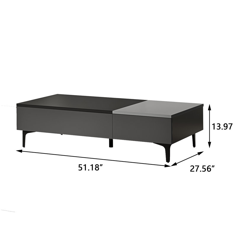 Nadolyn 51.18" Lift Top Coffee Table with Hidden Storage Compartment and 2 Drawers