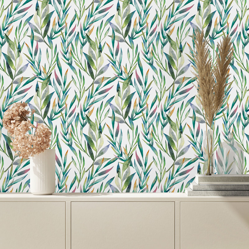 Rouleau de papier peint à peler et coller à branches de palmier Athalie, L 16,67 po x l 25 po