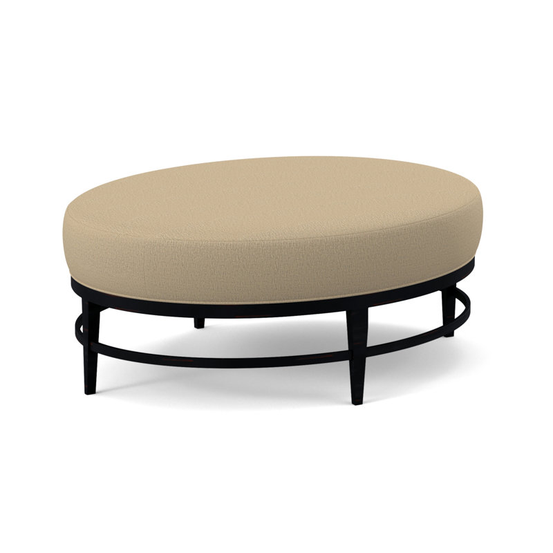 Elliptic Oval Ottoman, White Caps Fog Viscose, Vintage Ebony