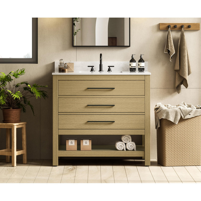 Meuble-lavabo simple 36 po_Moderne_VF60536-BS, Brun miel