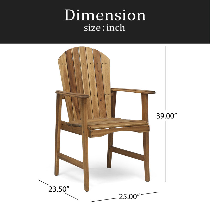 Outdoor Weather Resistant Acacia Wood Adirondack Dining Chairs (Set Of 2), Natural