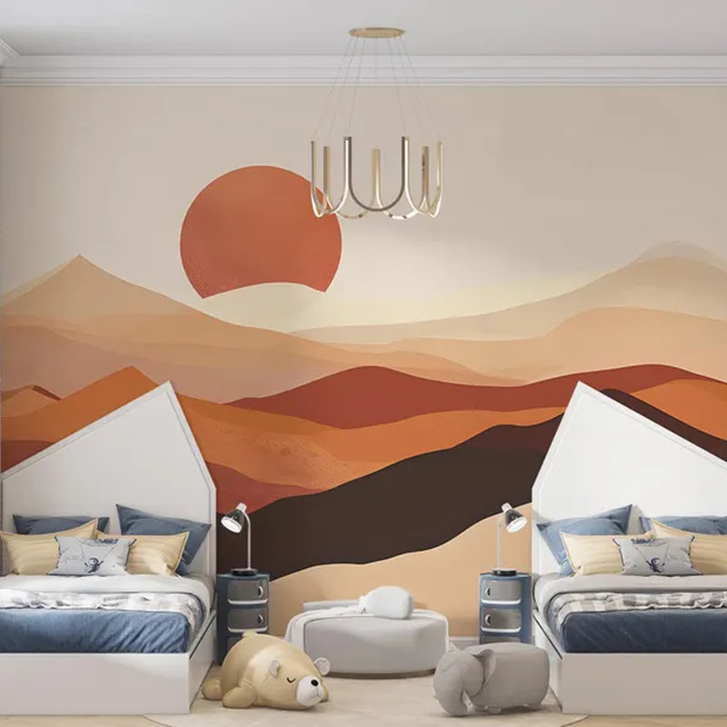 Warm Desert Sunset Abstract Landscape Wall Mural, 236" L x 117.96" W