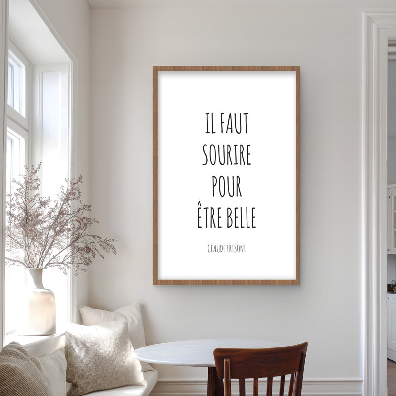 «You Must Smile to Be Beautiful - Hygge», reproduction encadrée pour la maison