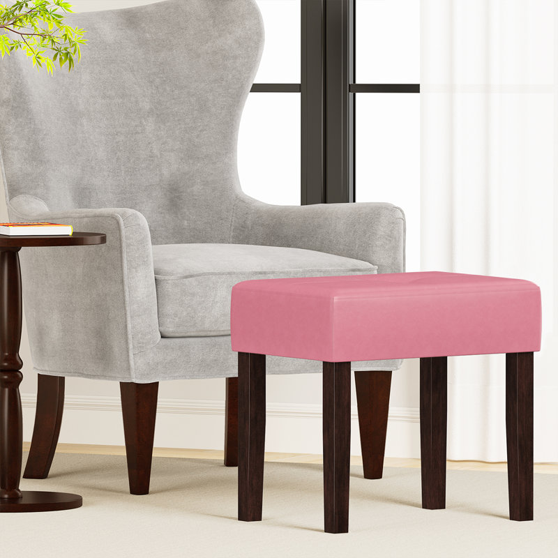 Tabouret de repose-pieds rectangulaire en cuir Nakendra, H 18,8 po x l 19,84 po x P 13,94 po, Pink