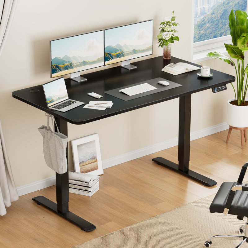 Putnam Height Adjustable Standing Desks, Black, 48" H x 55.11" W x 23.62" D