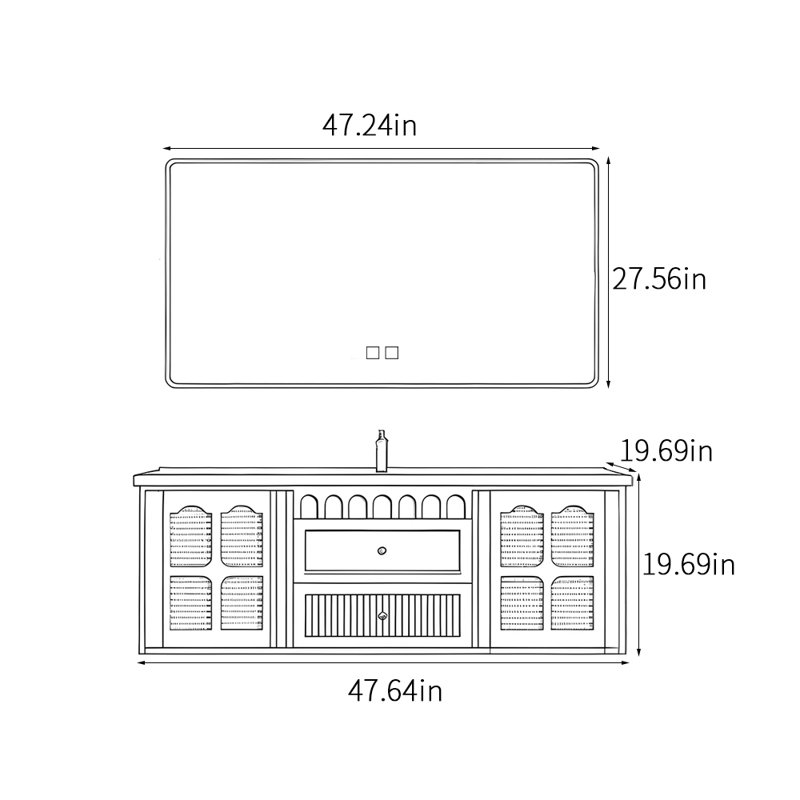 Armoire de salle de bain de style américain rétro., Blanc, H 19,69 po x l 47,64 po x P 19,69 po