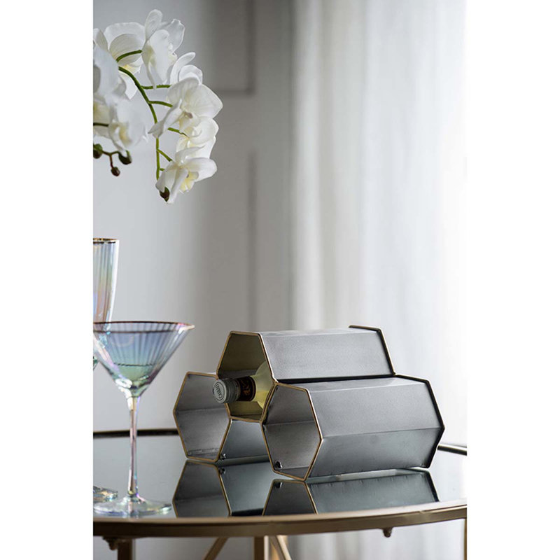 Hildegarde Tabletop Wine Bottle Rack in Gray