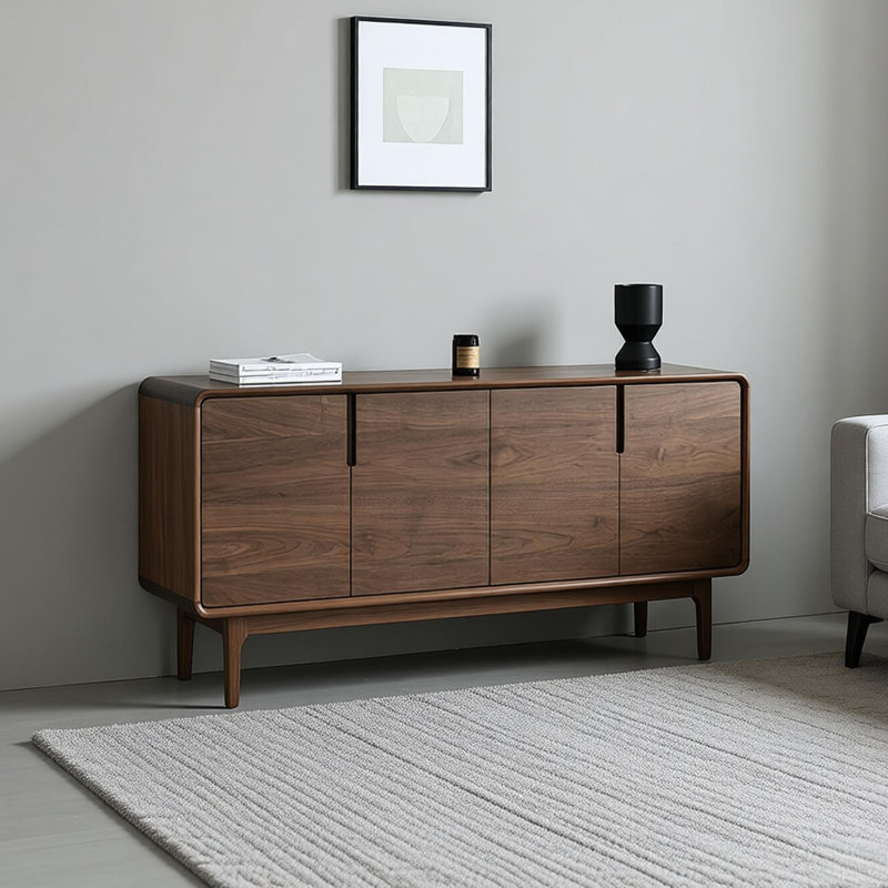 Buffet simple et moderne en bois de noyer noir, 27.55" H x 55.11" W x 16.53" D