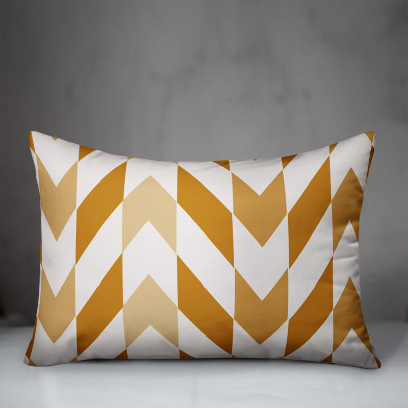  Coussin intérieur / extérieur géométrique, Orange / Jaune