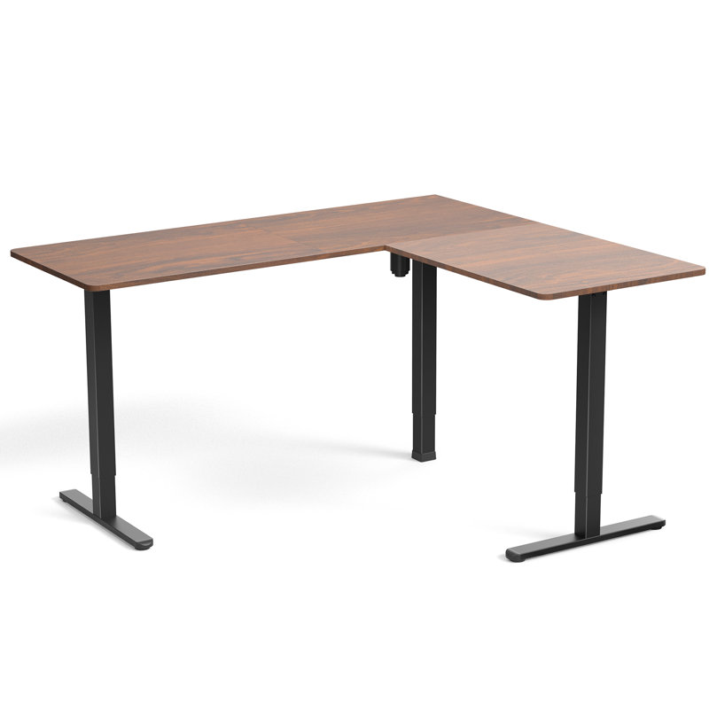 VIVO Electric Corner Standing Desk, Dark Walnut/Black, 55" x 63"