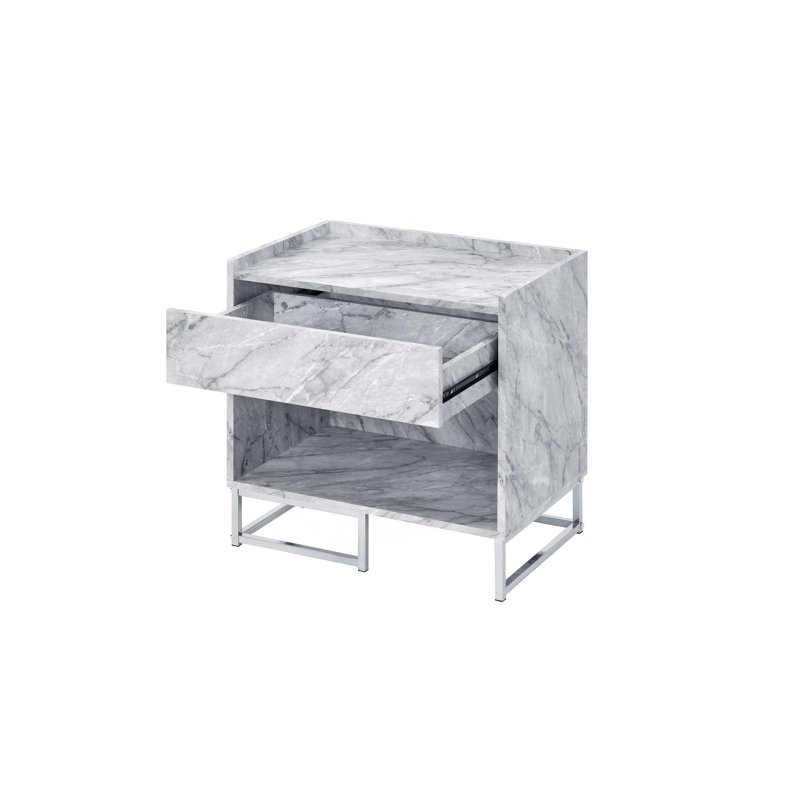 Table d'appoint en faux marbre avec rangement