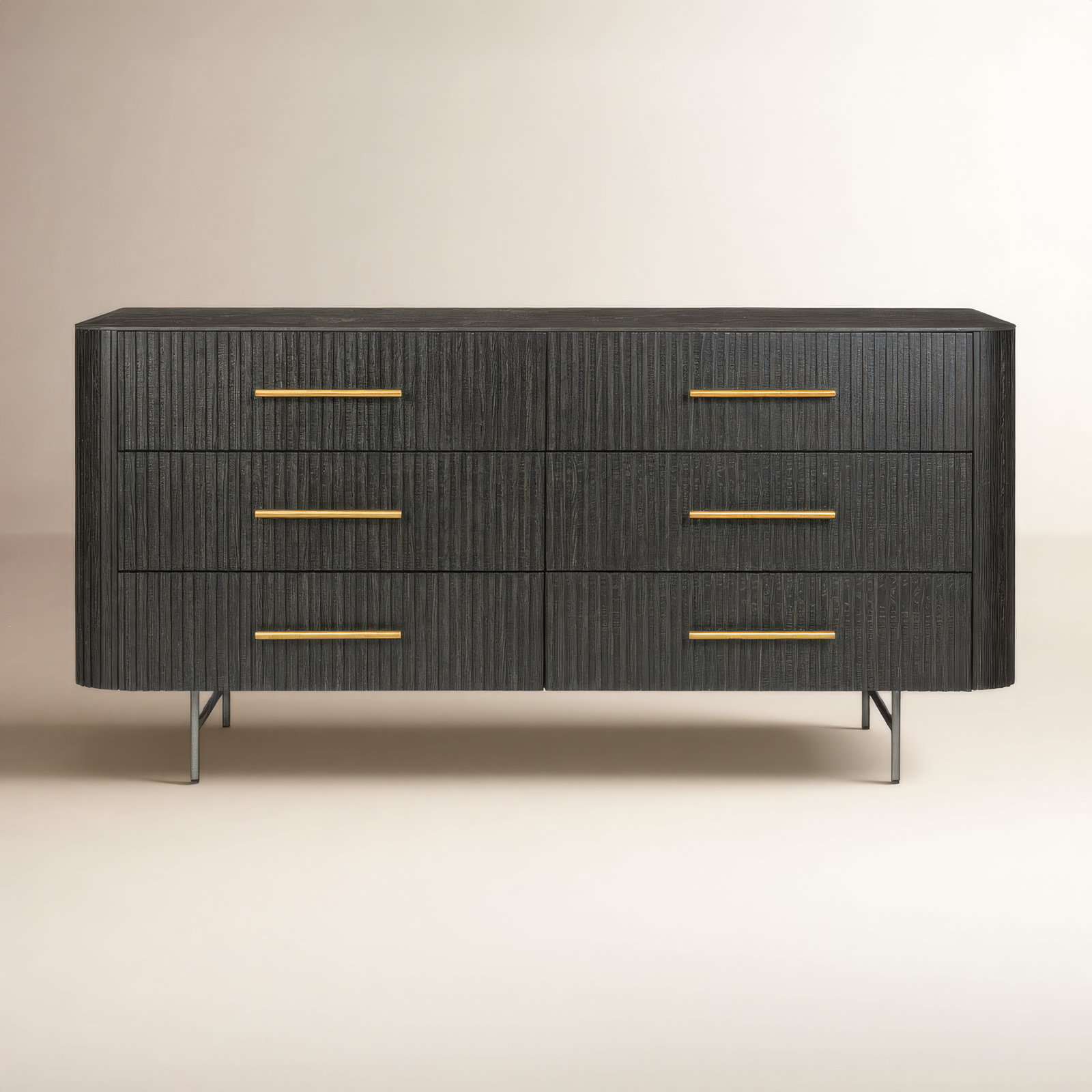 Toriano 6 - Drawer Double Dresser, Distressed Black