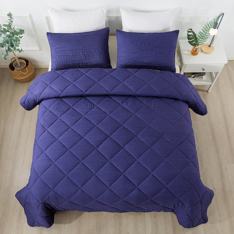 Ensemble de literie en microfibre douce et chaude et légère, Édredon très grand + 2 taies d'oreiller très gr, Marine