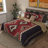 Mojave Red Quilted Geometric Shapes Quilt Set