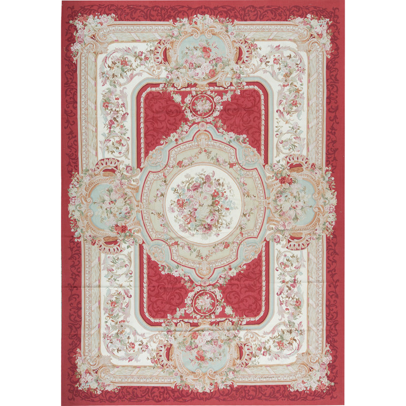 Hand-Knotted High-Quality Red and Beige Area Rug